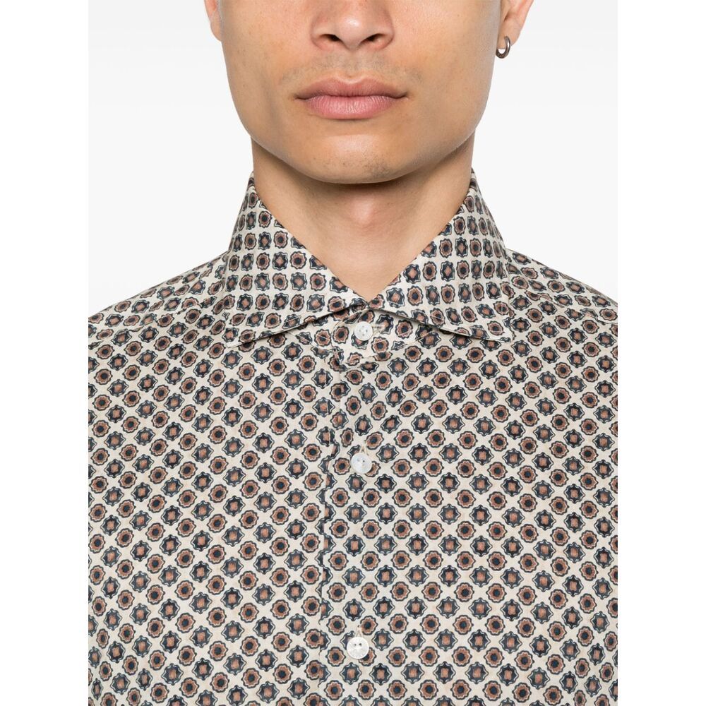 Barba Napoli Graphic-print Shirt In Gray