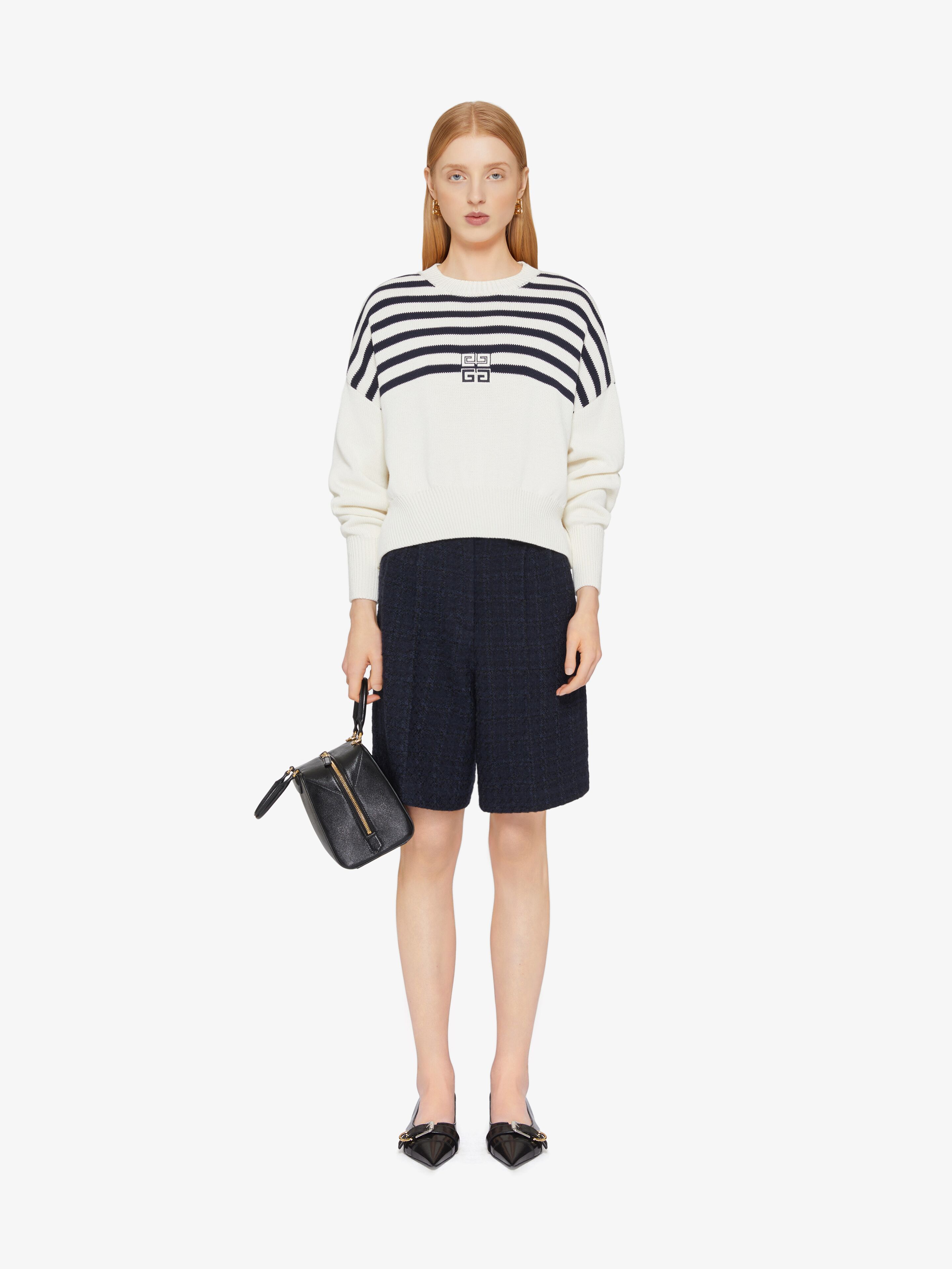 Givenchy 4g Striped Sweater In Wool And Cotton In White