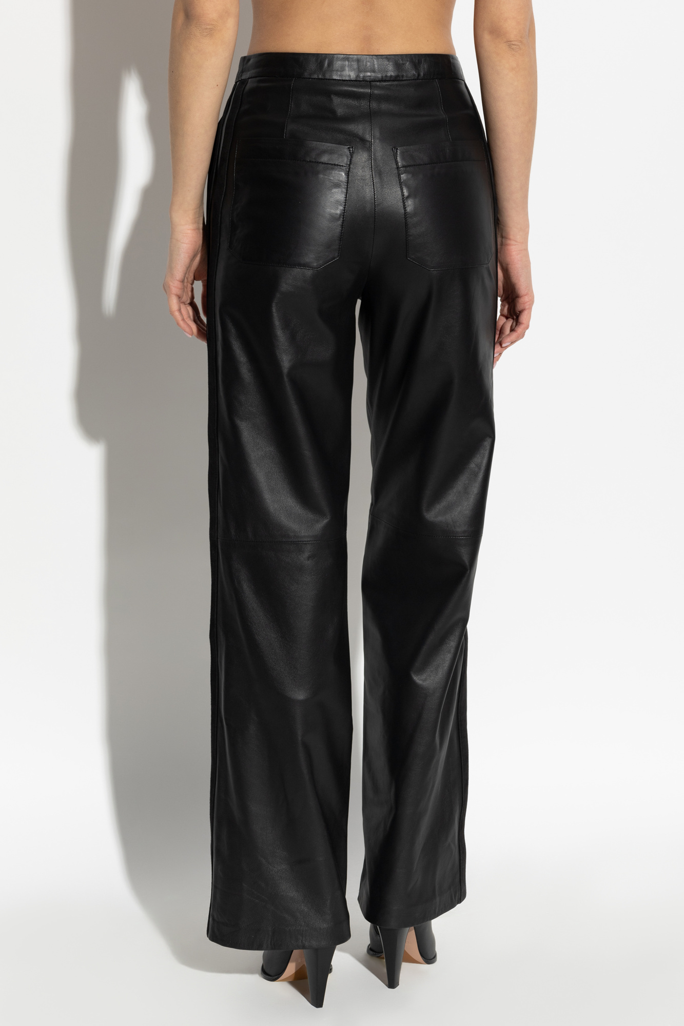 Iro Straight Leather Pants In Black