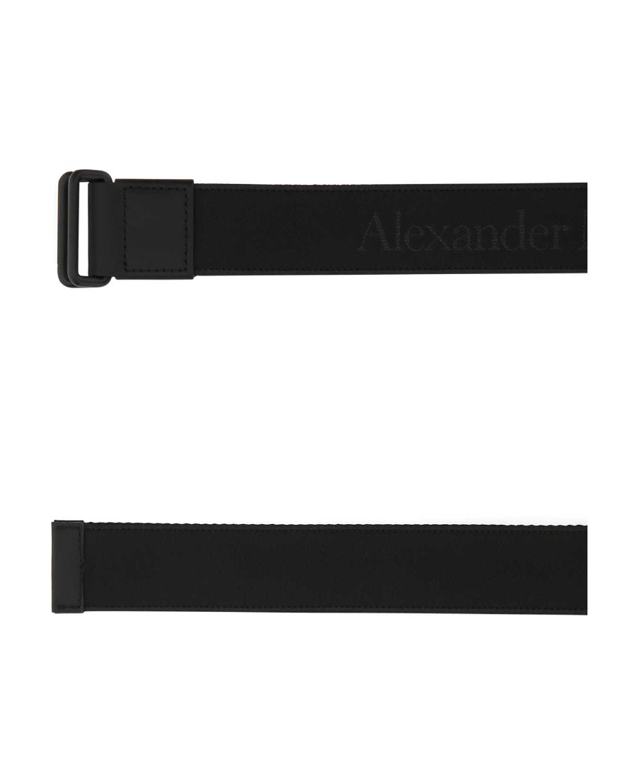 Alexander Mcqueen Logo-print Slide-buckled Belt In Black
