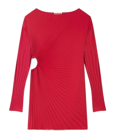 Kenzo Long Sleeved Pleated Skirt In Red
