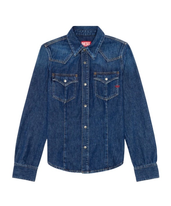 Diesel Western Shirt In Denim In Blue