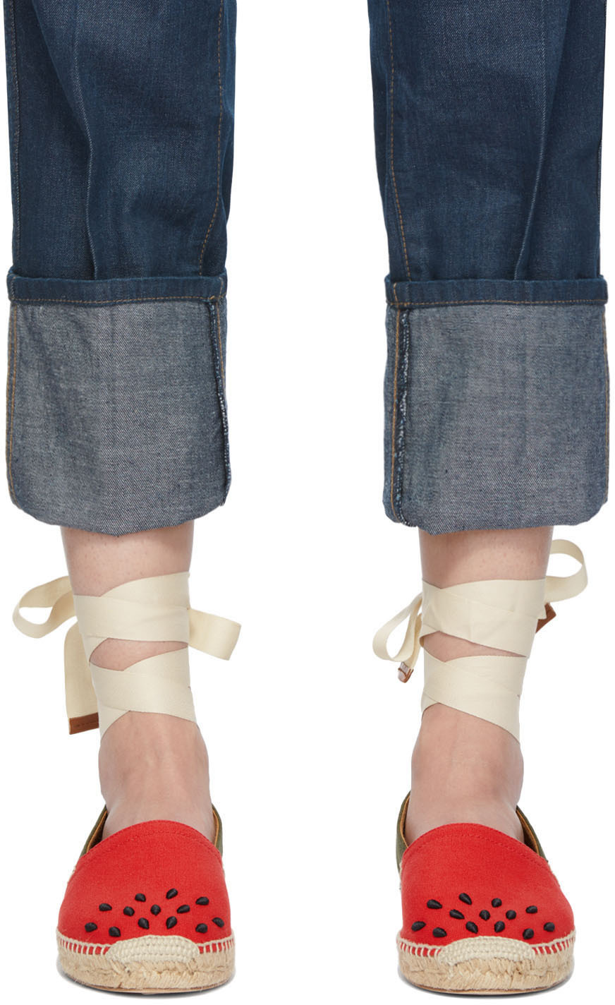 Loewe Lace Straw Shoes In Multicolor