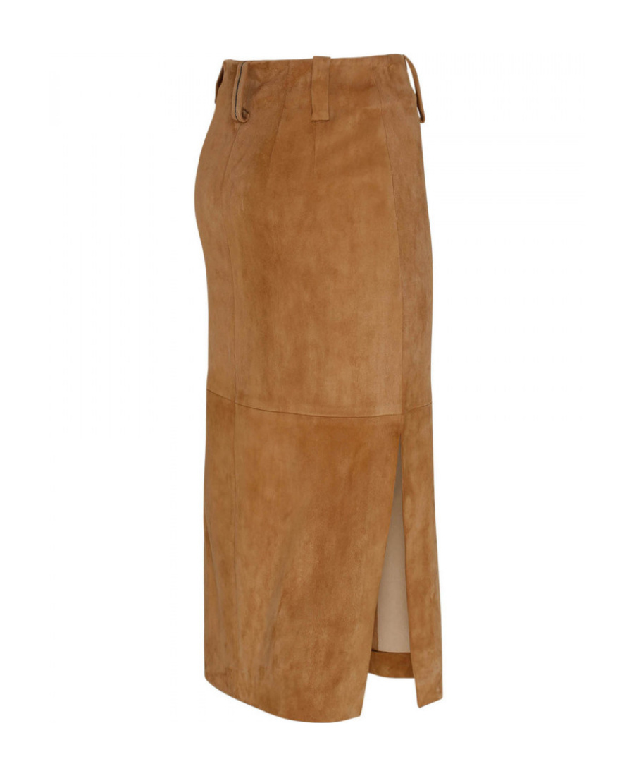 Brunello Cucinelli Leather Skirt In Brown