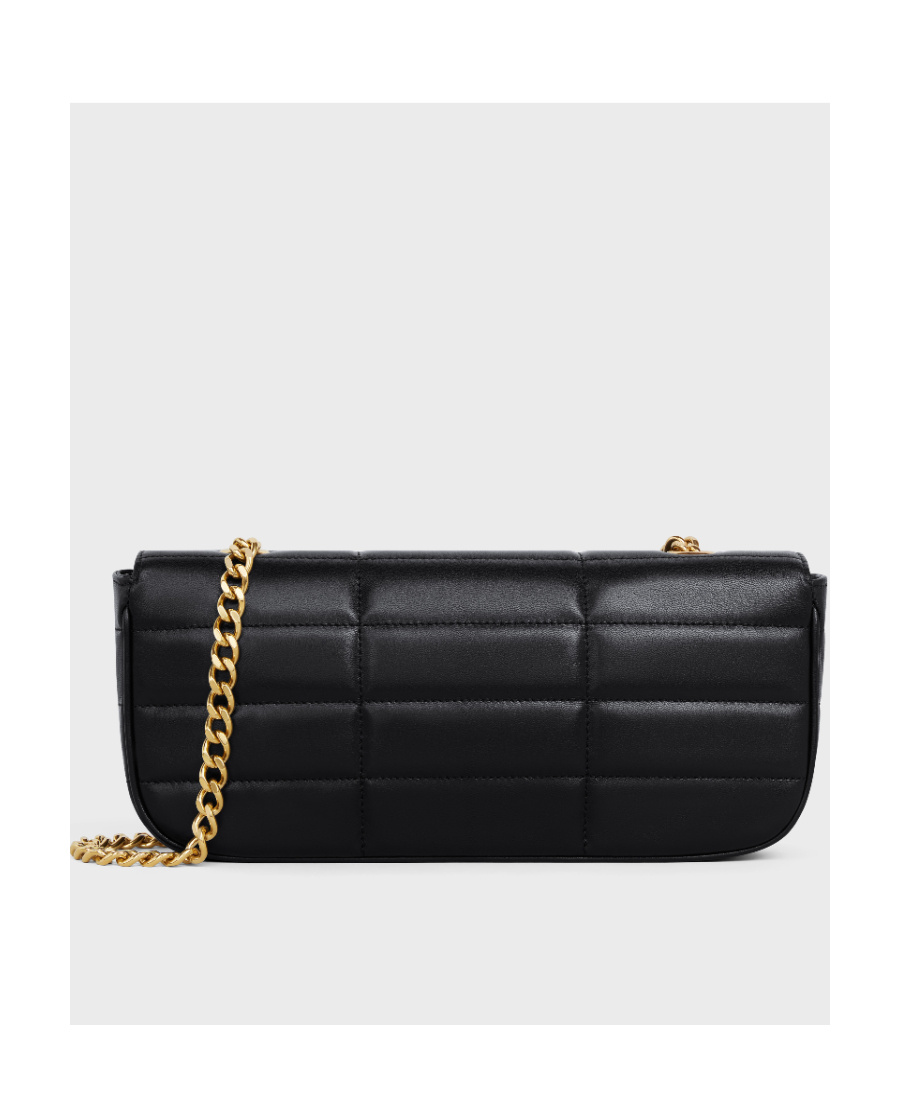 Celine Matelasse Monochrome Leather Shoulder Bag In Black