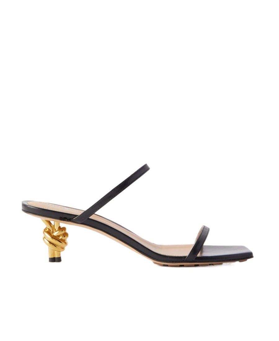 Bottega Veneta Leather Two-band Knot Slide Sandals In Black
