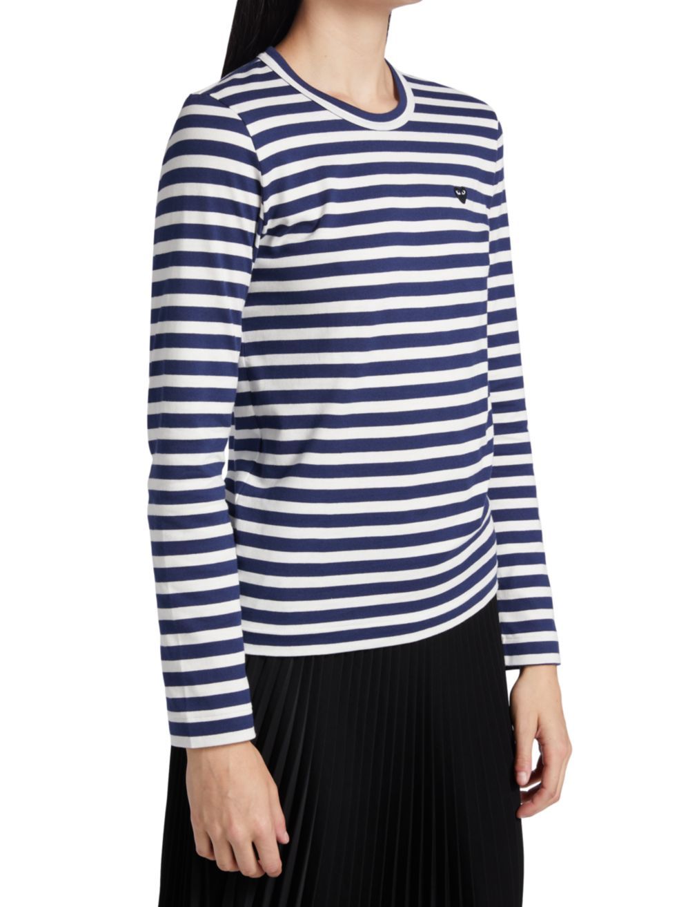 Comme Des Garçons Play Love Decal Striped T-shirt In Blue