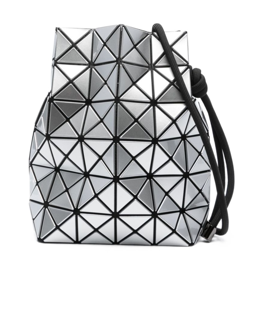 Bao Bao Issey Miyake Bao Bao Geometric-pattern Drawstring Bucket Bag In Silver