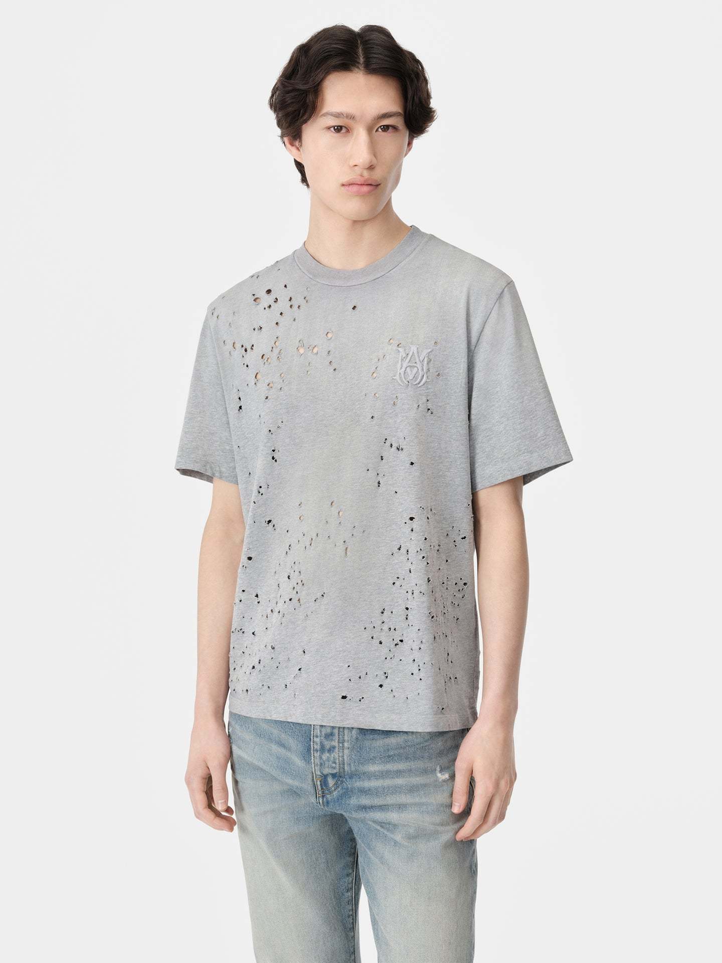 Amiri Man T-shirt Grey Size L Cotton In Gray