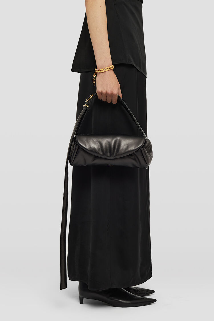 Jil Sander Small Cannolo Padded Shoulder Bag In Black