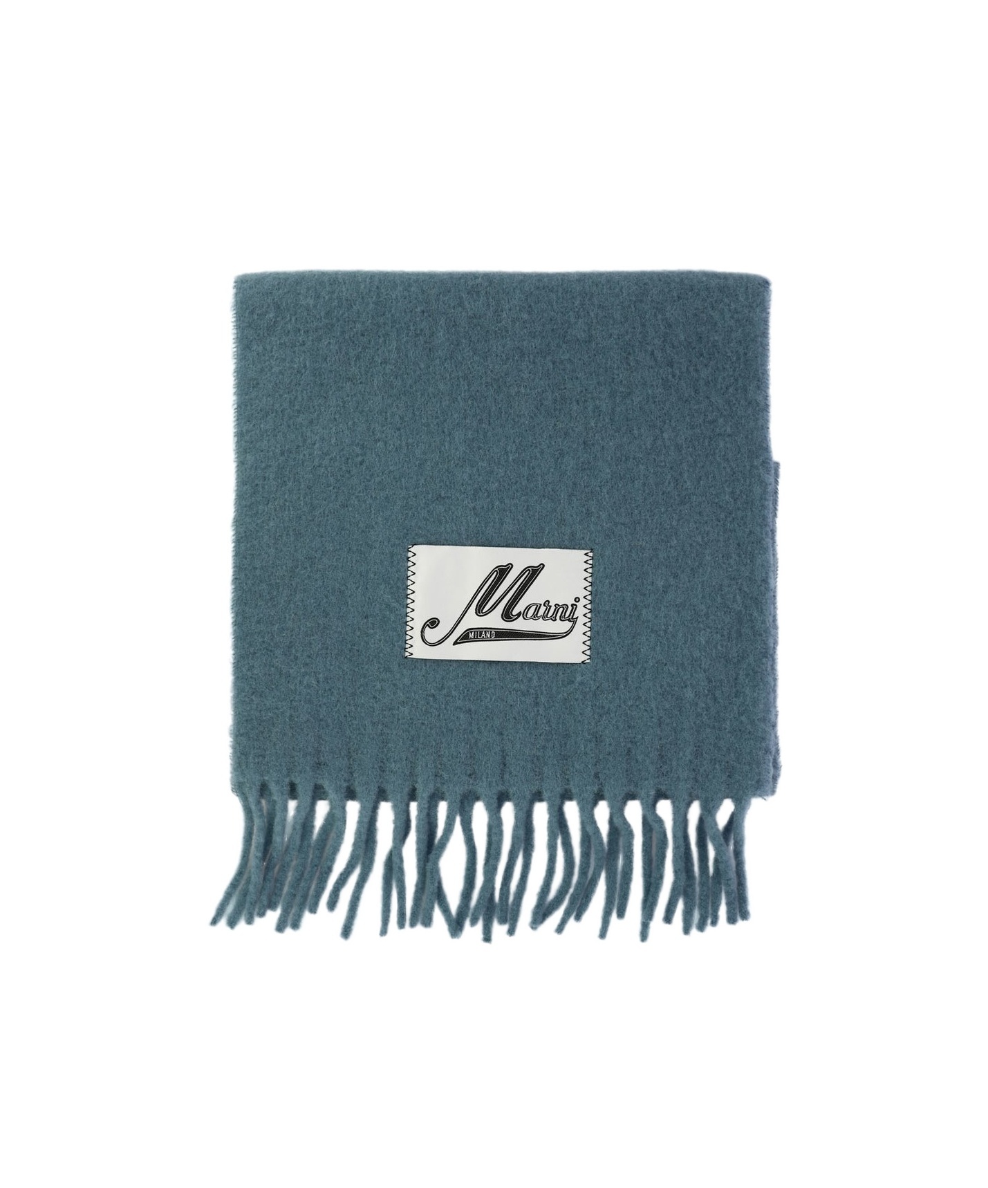 Marni Scarf With Logo Patch Scarves Light Blue In Blue