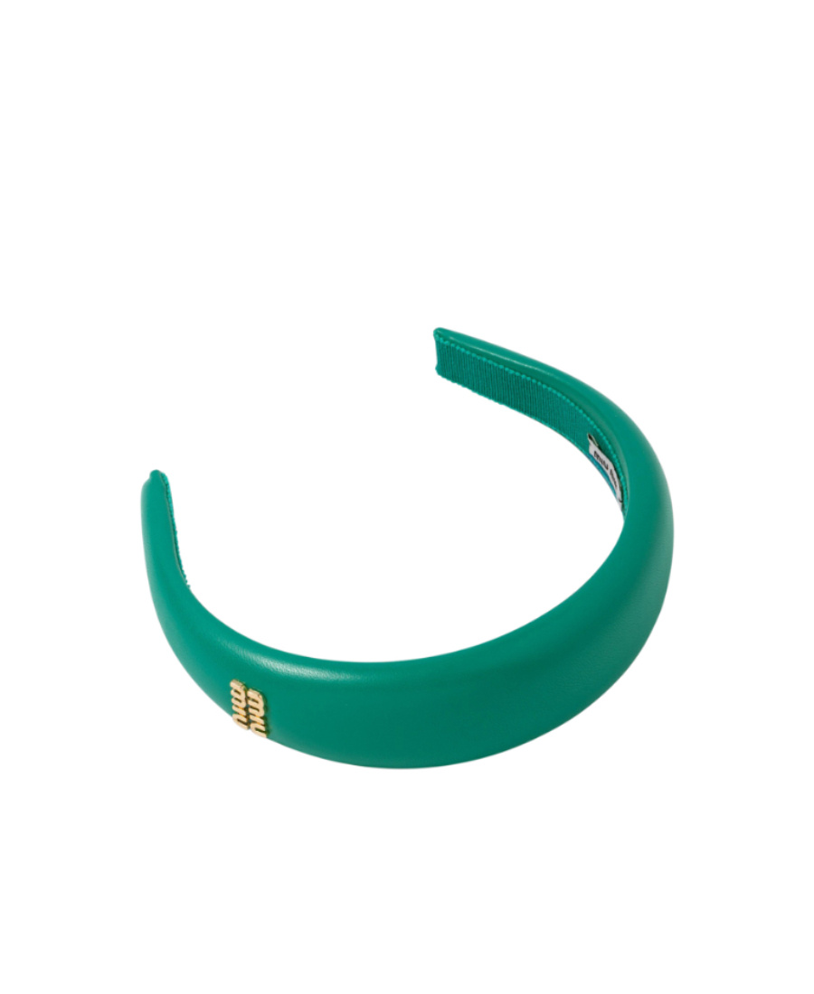 Miu Miu Logo-lettering Headband In Green