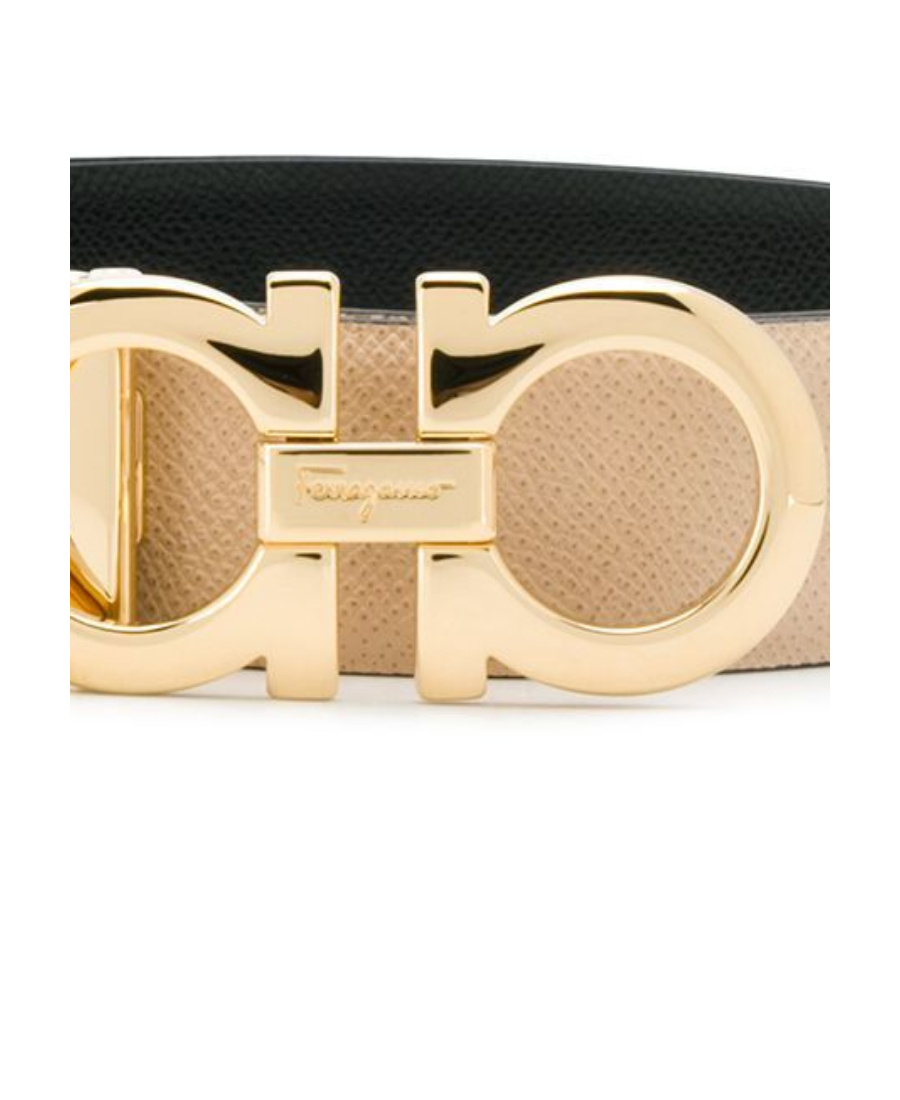 Ferragamo Neutral Gancini Leather Belt In Black