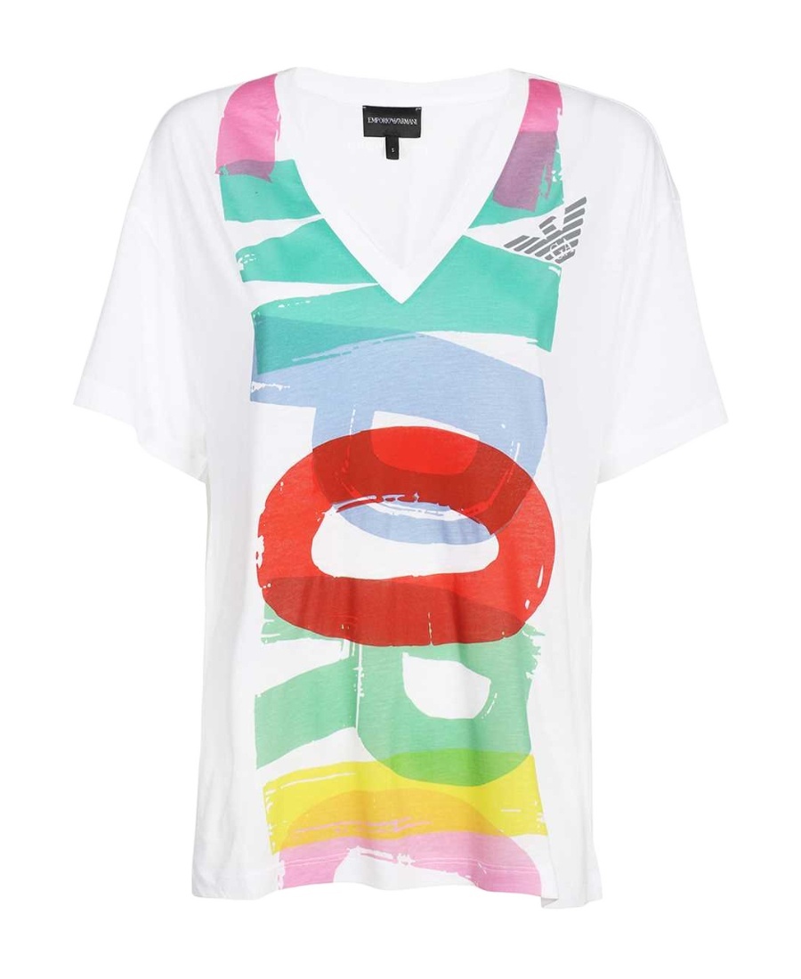 EMPORIO ARMANI LOGO-PRINT V-NECK T-SHIRT