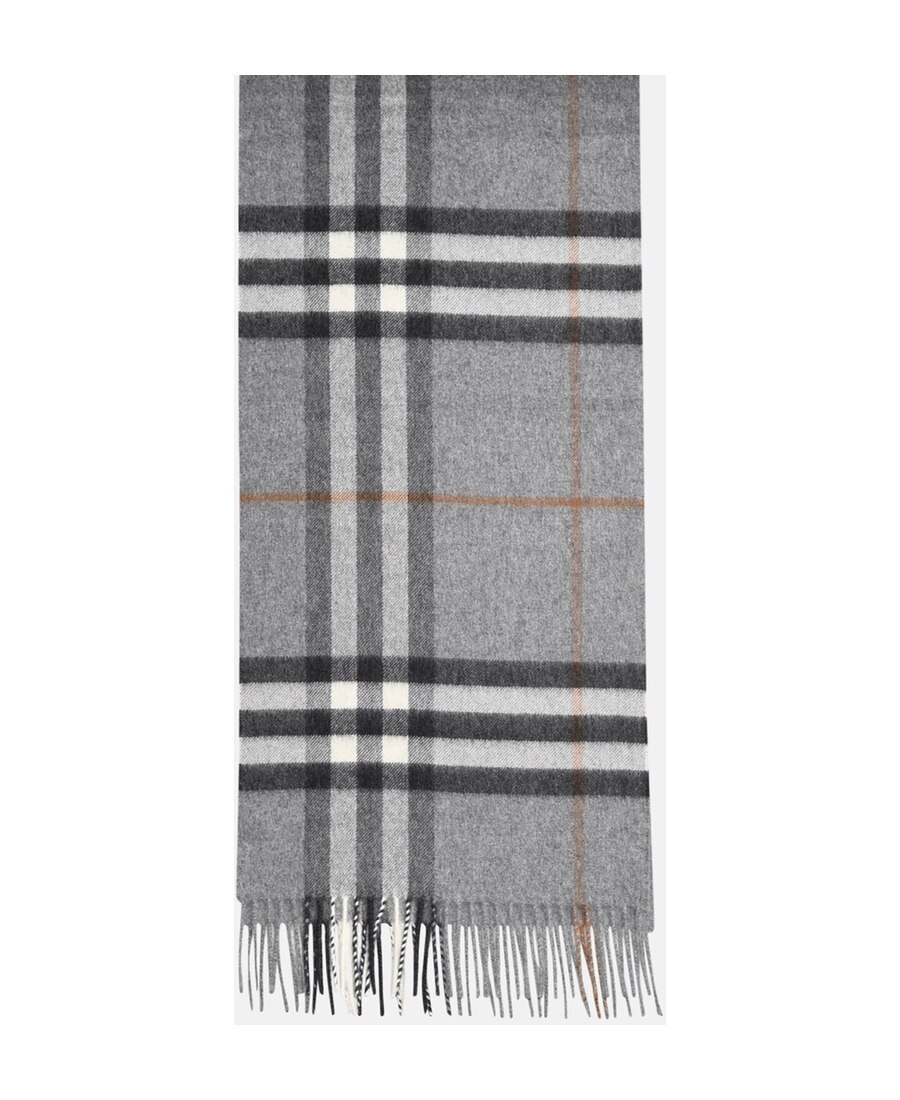 Shop Burberry The Classic Check Cashmere Scarf In Gray