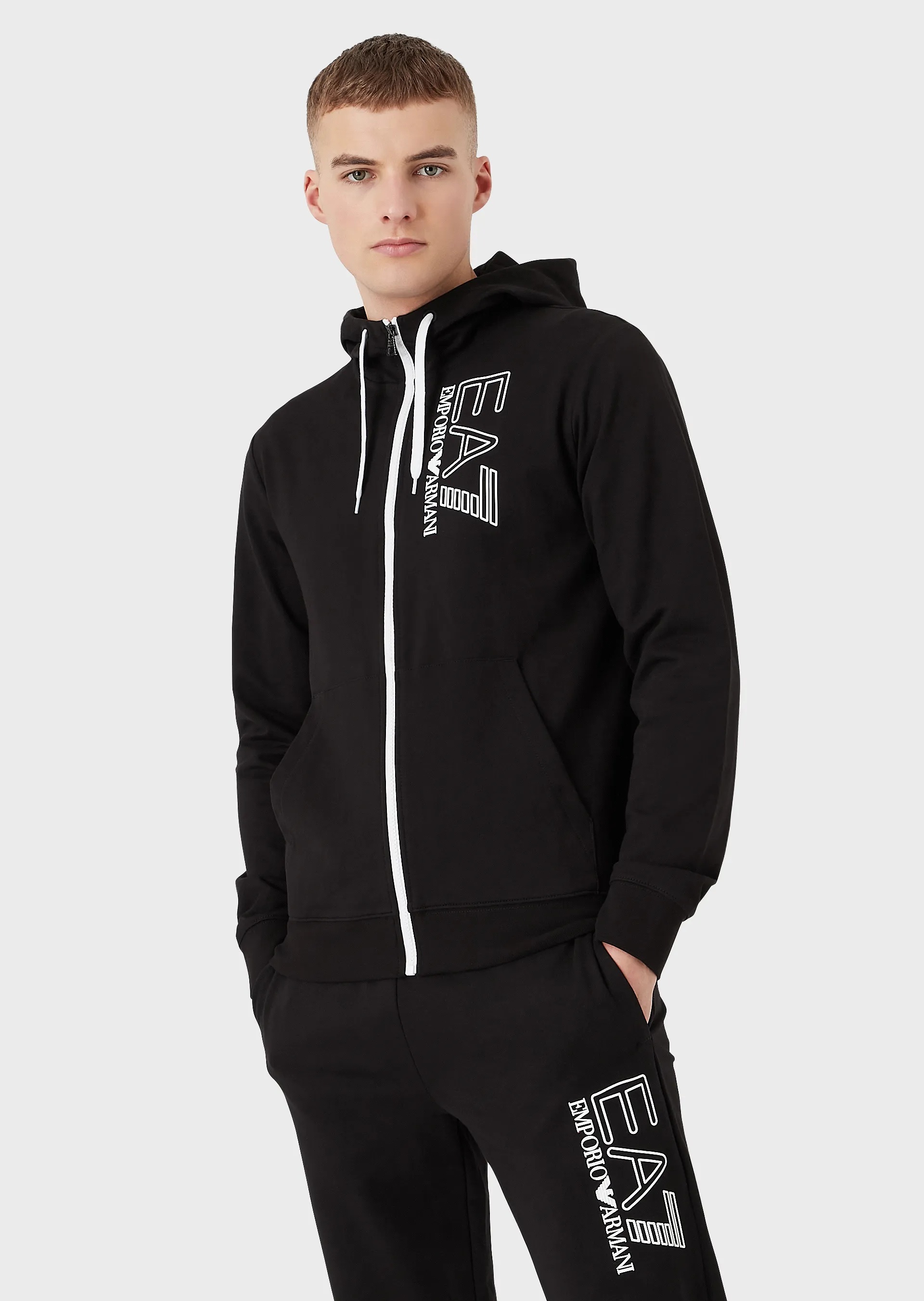 Ea7 Logo And Hat Casual Jacket In Black