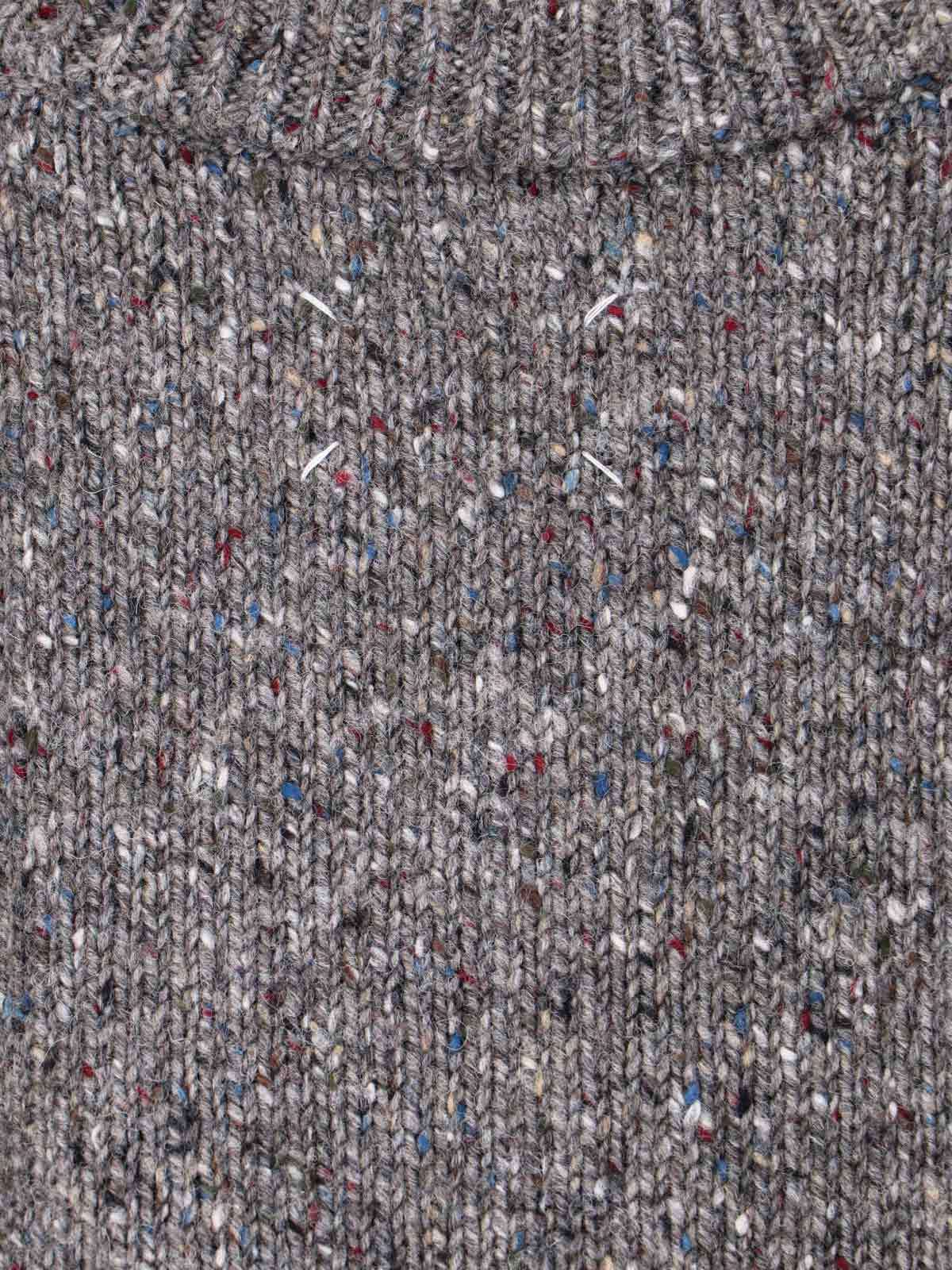 Maison Margiela Textured Knit V-neck Sweater In Shades Of Grey In Gray