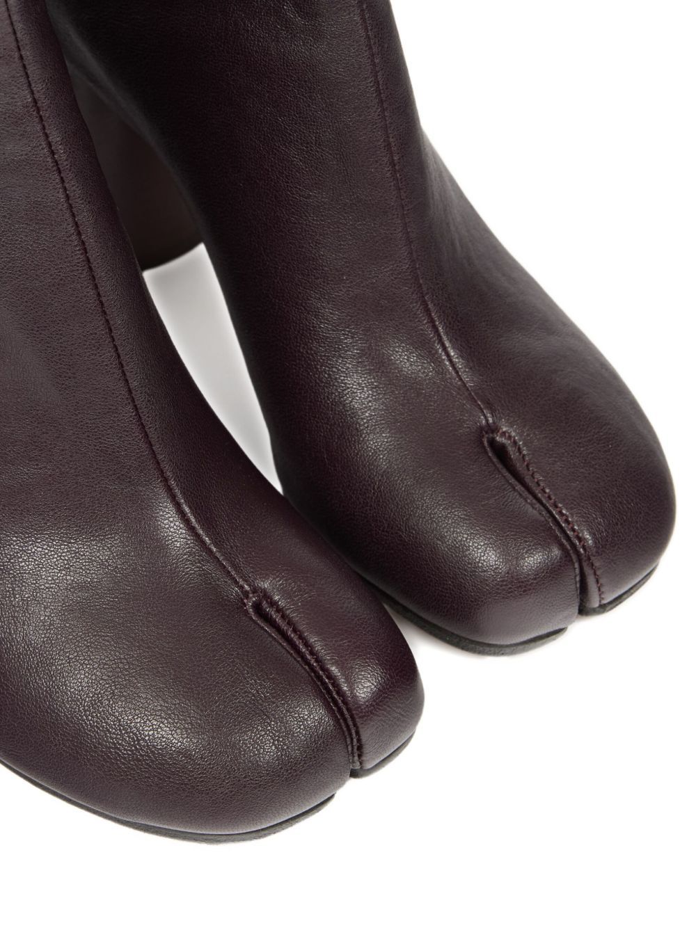 Maison Margiela Tabi High Heels Ankle Boots In Brown Leather In Black