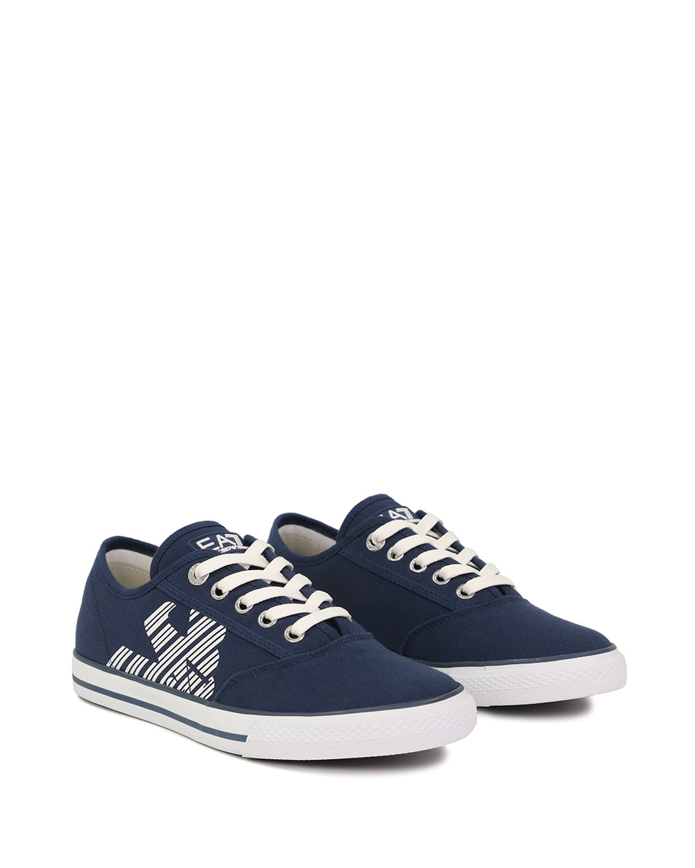 Ea7 Logo Strapped Casual Sneakers In Blue