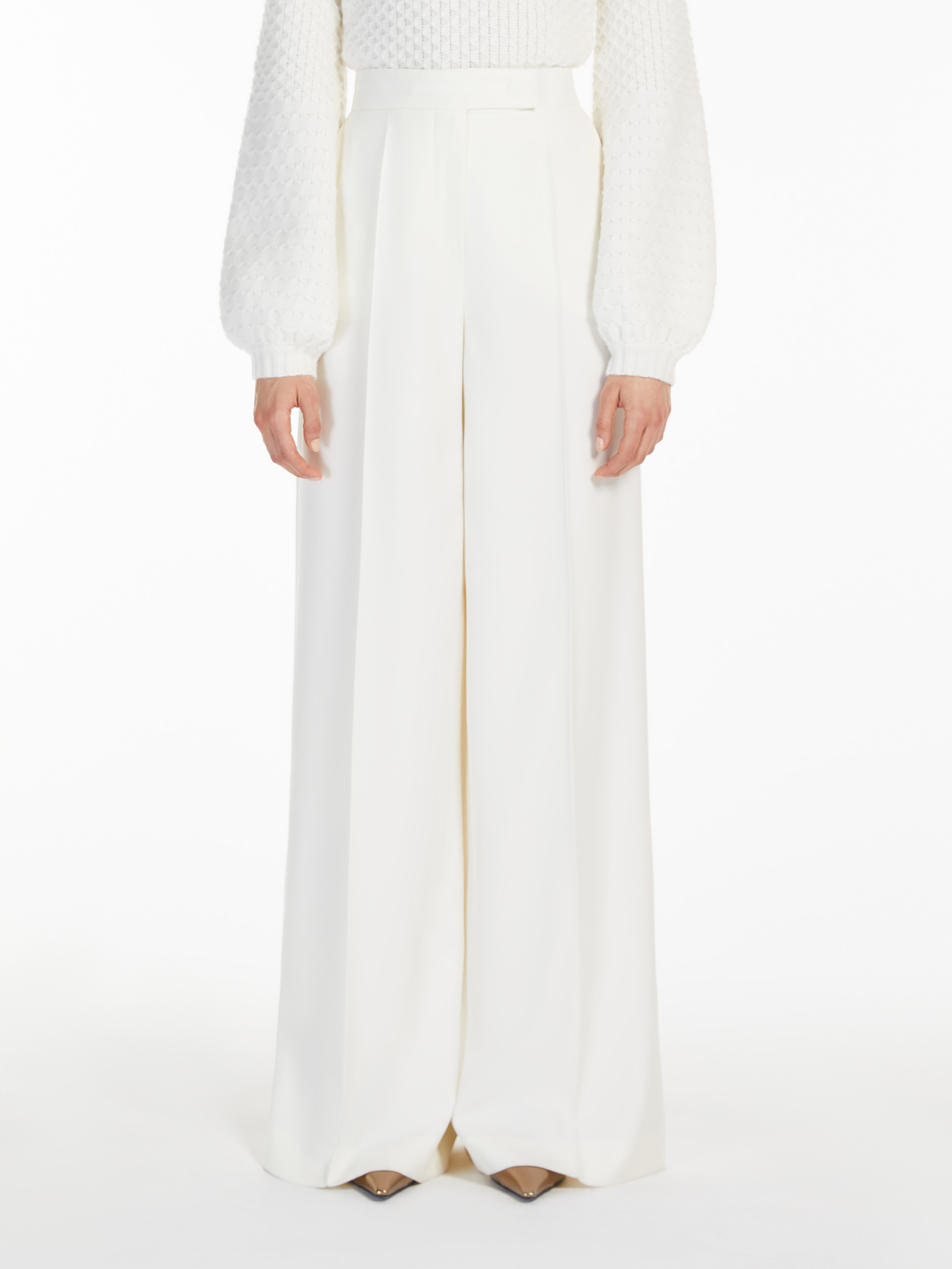 Max Mara Ninfa Long Wide Leg Trousers In White