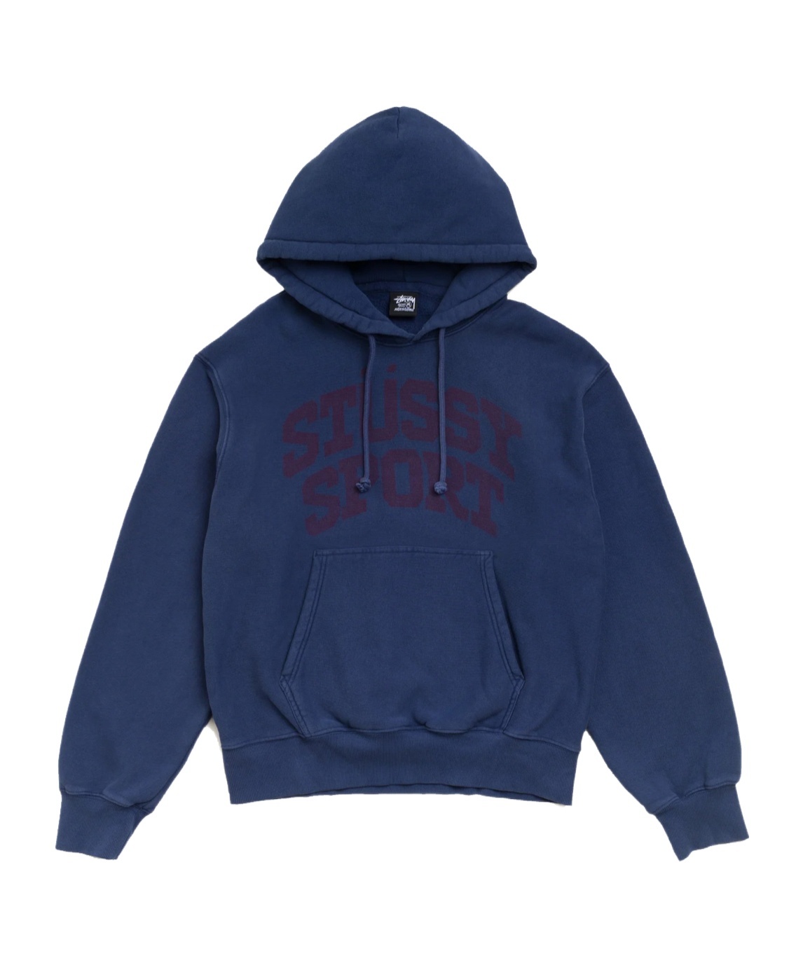 Stussy Block Sport Hoodie Garment Dyed In Blue