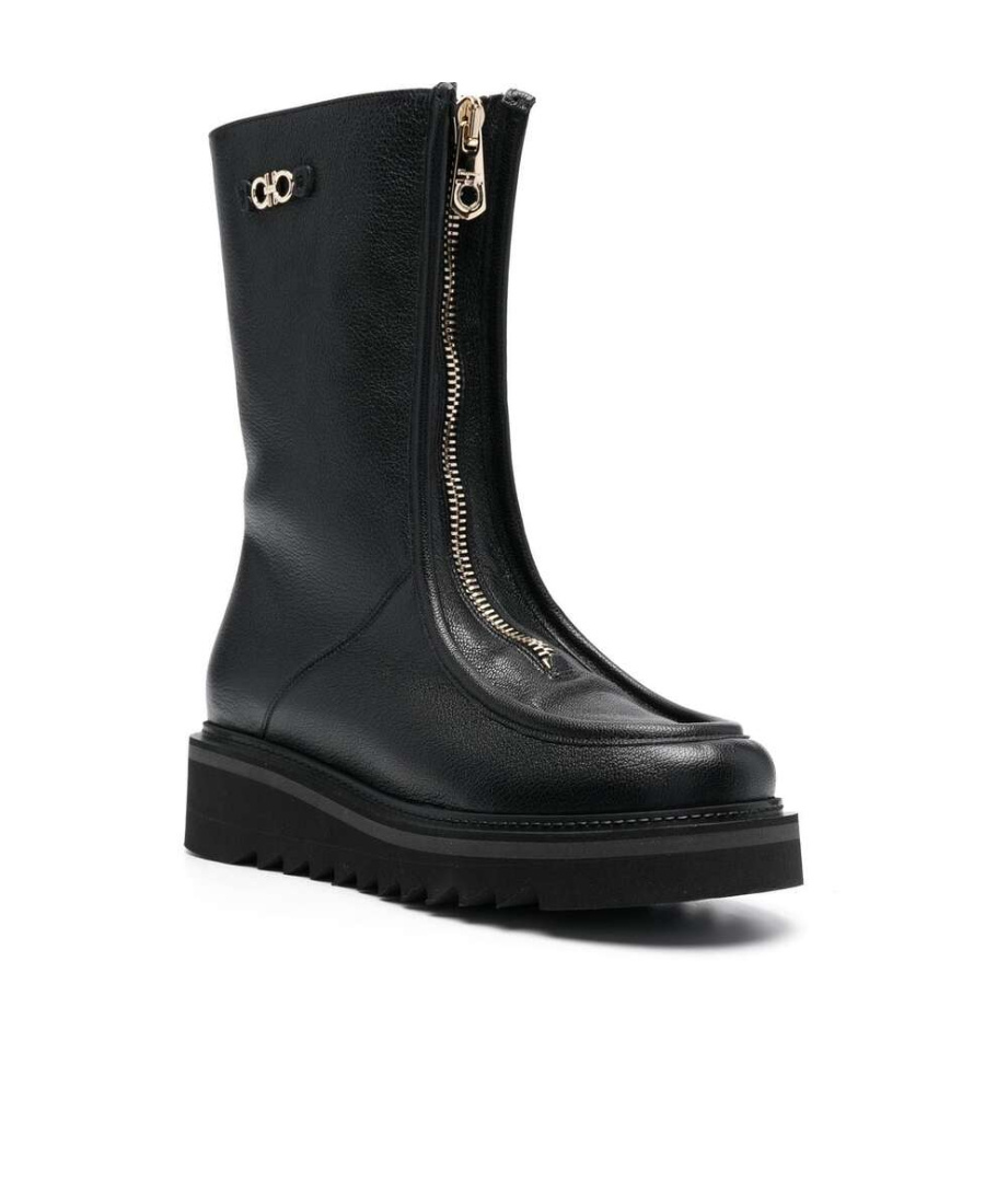 Ferragamo Euralio Genuine Shearling Lined Boot In Black