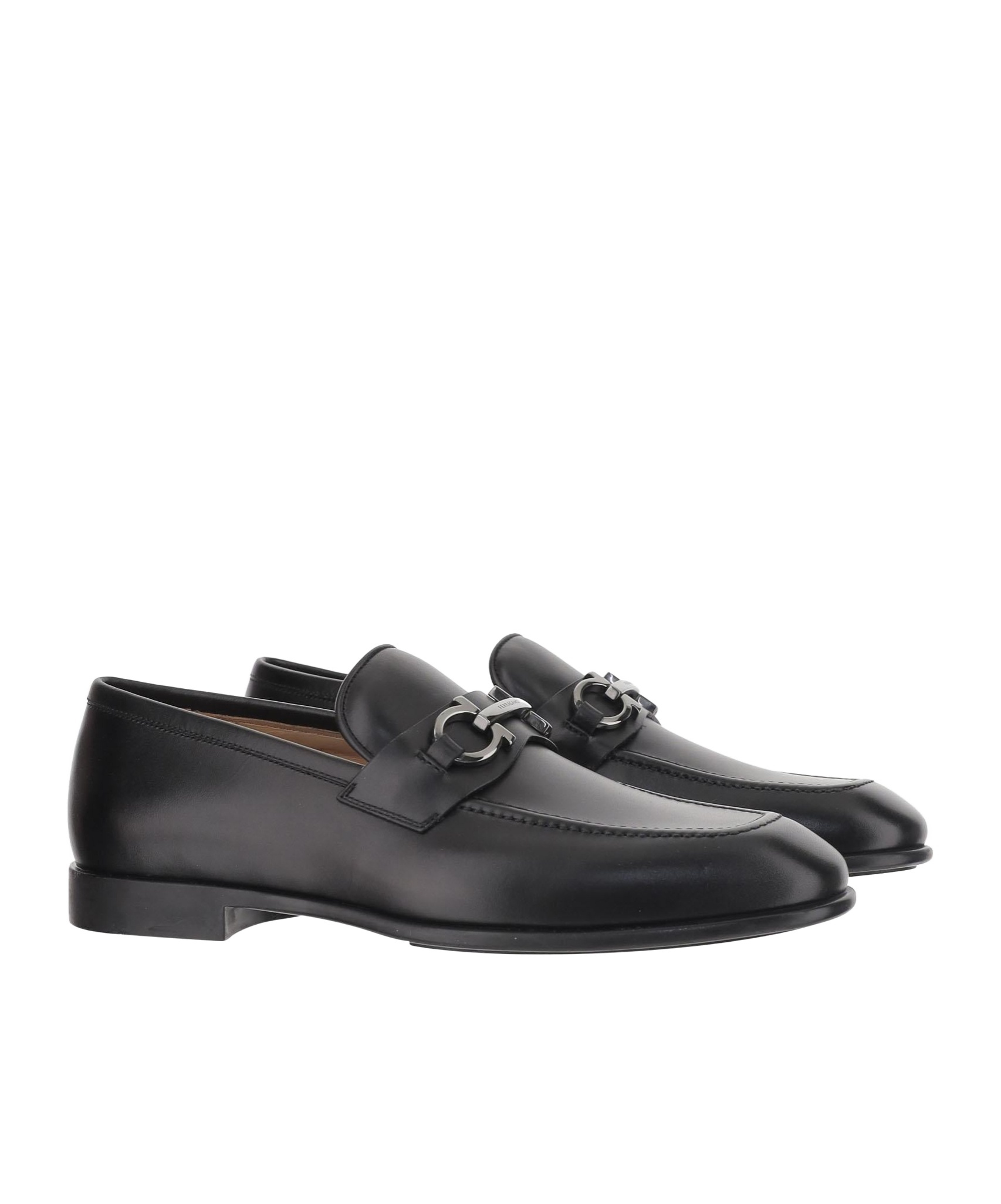 Ferragamo Black Gancini Casual Business Shoes In Black