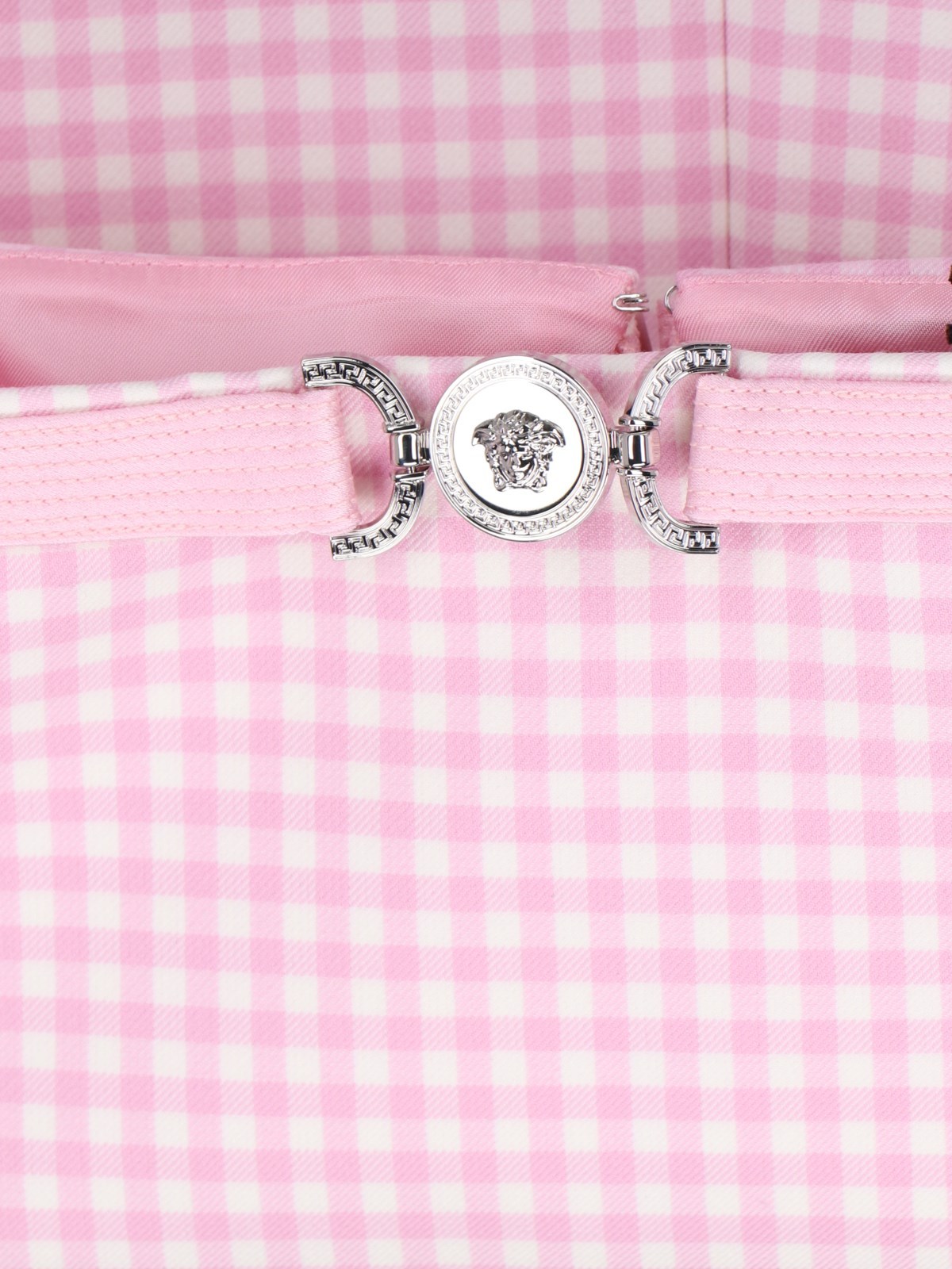 Versace Medusa Biggie Gingham-check Miniskirt In Pink