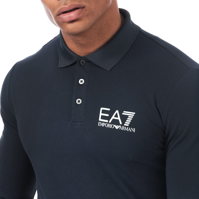 EA7 NAVY BLUE LONG-SLEEVED POLO SHIRT