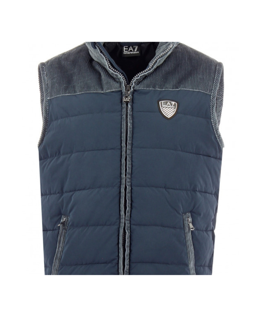 Ea7 Logo Sleeveless Down Jacket In Blue
