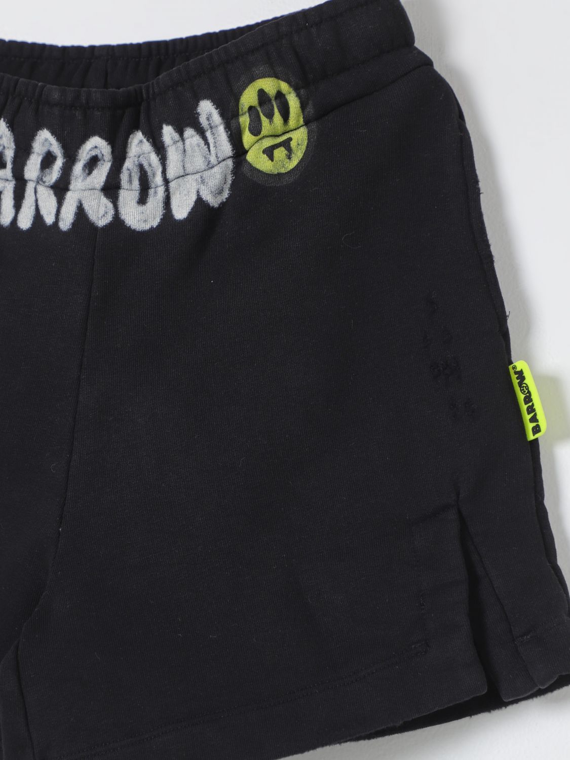 Barrow Printed Denim Shorts In Black