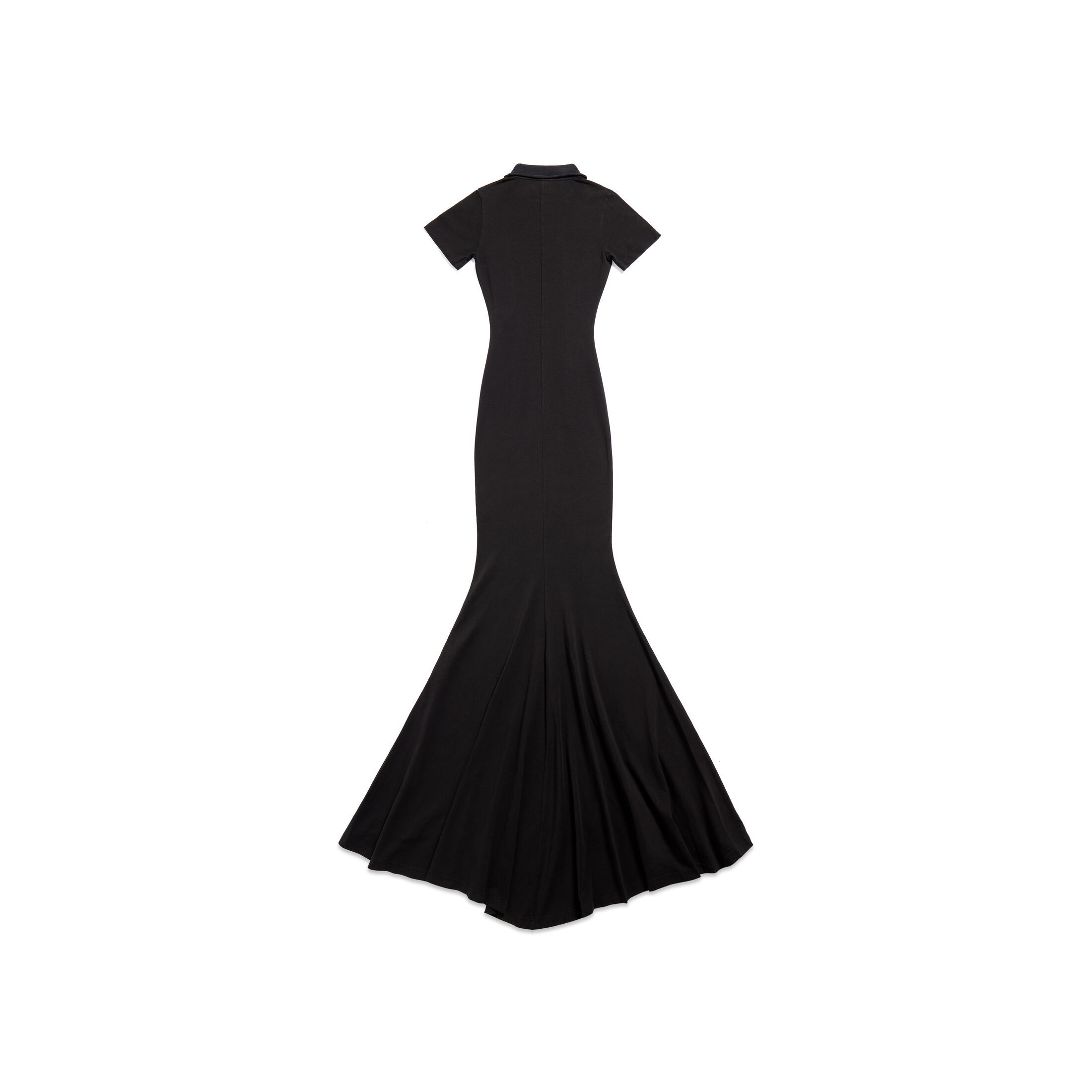 Balenciaga Logo-embroidered Neckline Gown In Black