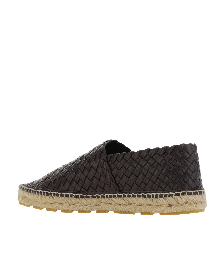Bottega Veneta Pointed Hemp-soled Shoes In Dark Chocolate