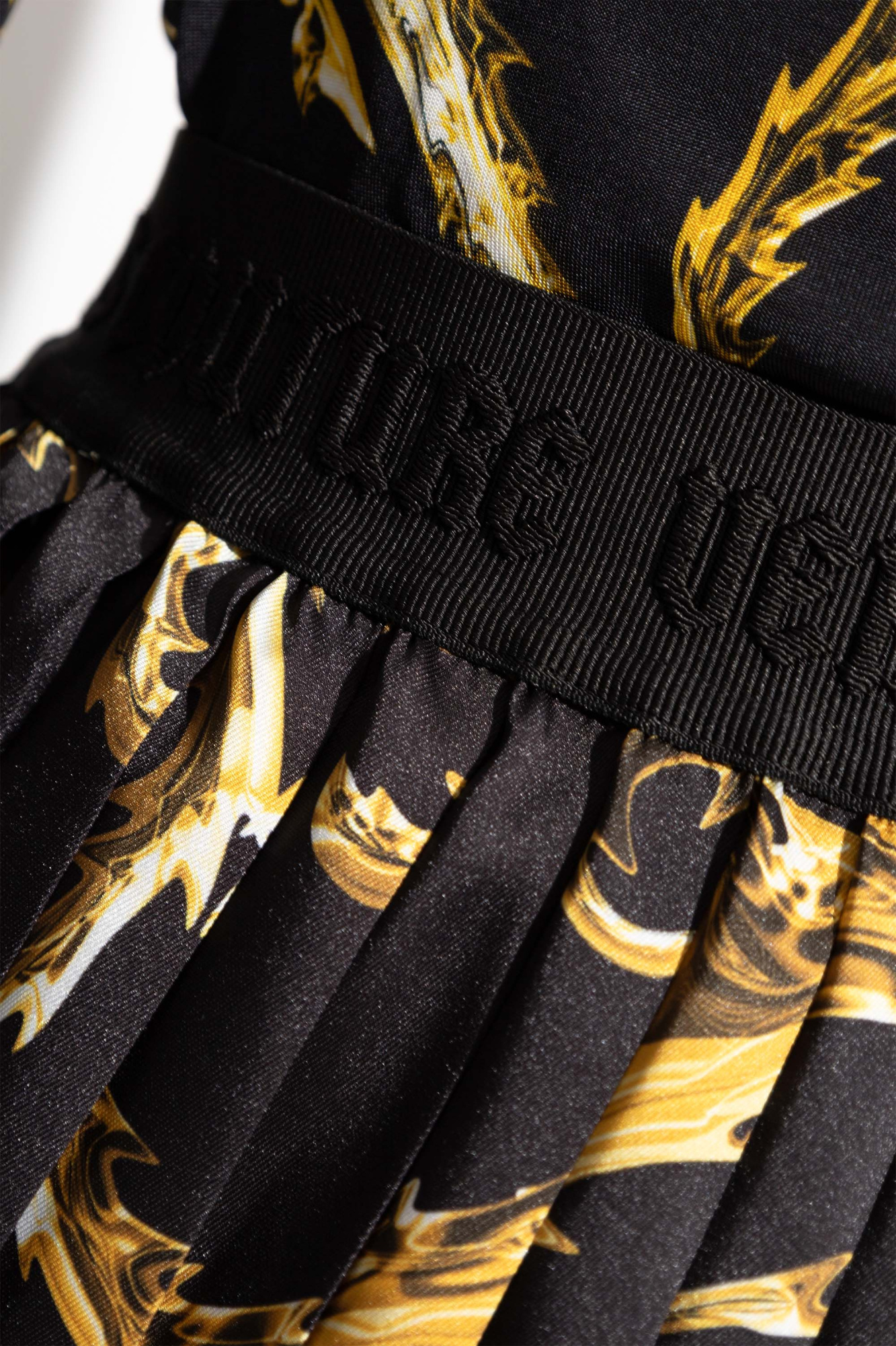 Shop Versace Jeans Chromo Couture Pleated Midi Skirt In Black