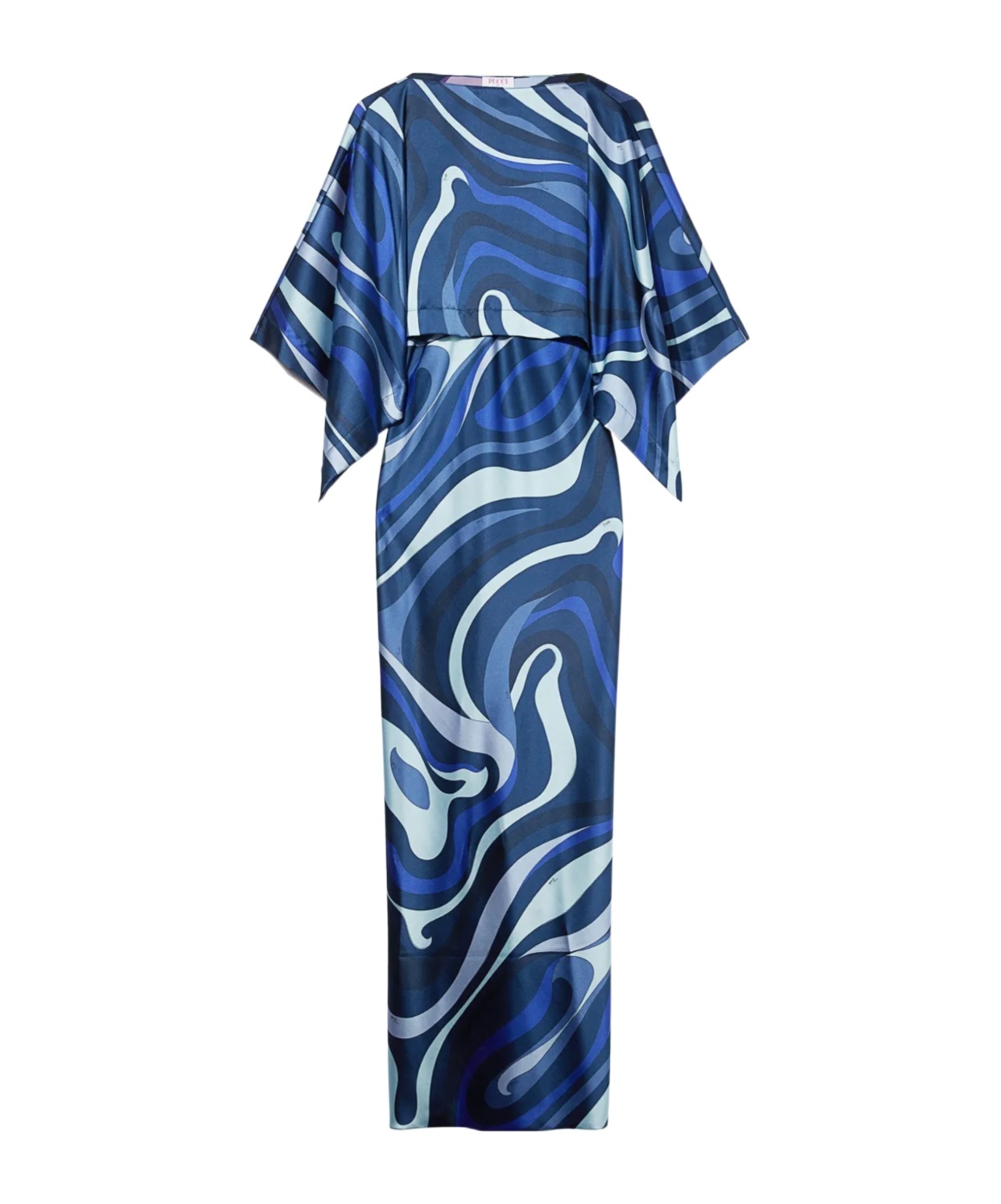 Pucci Abstract-print Satin-finish Dress In Blue