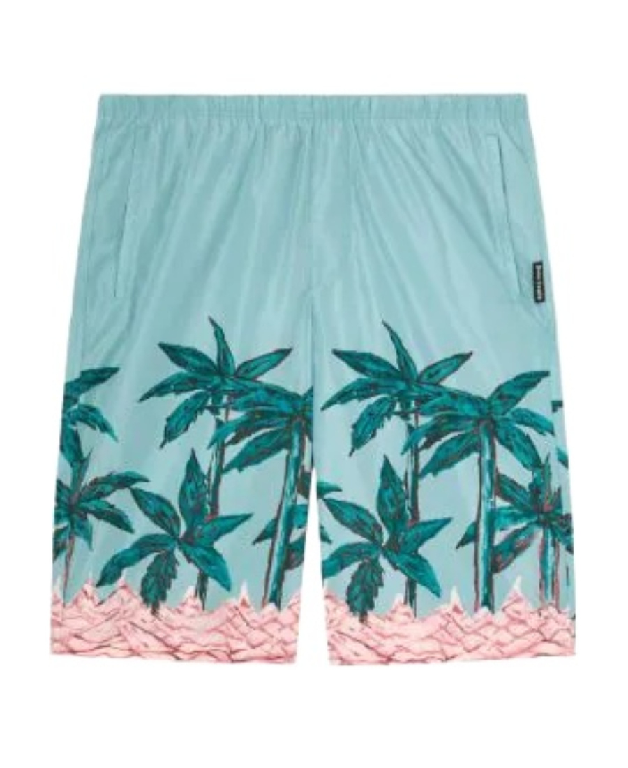 Palm Angels Palms Row Long Swimshorts In Blue