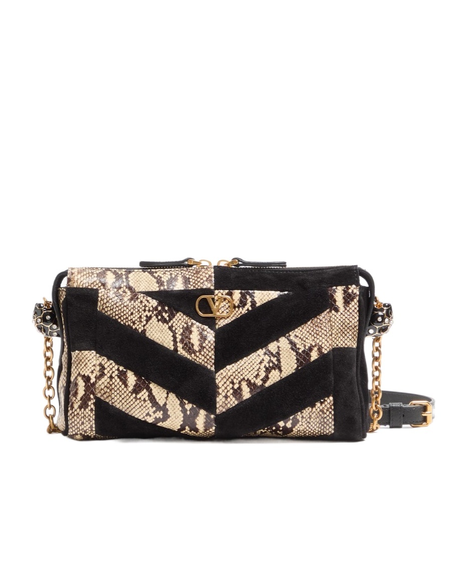 Valentino Zipper Shoulder Bag In Black