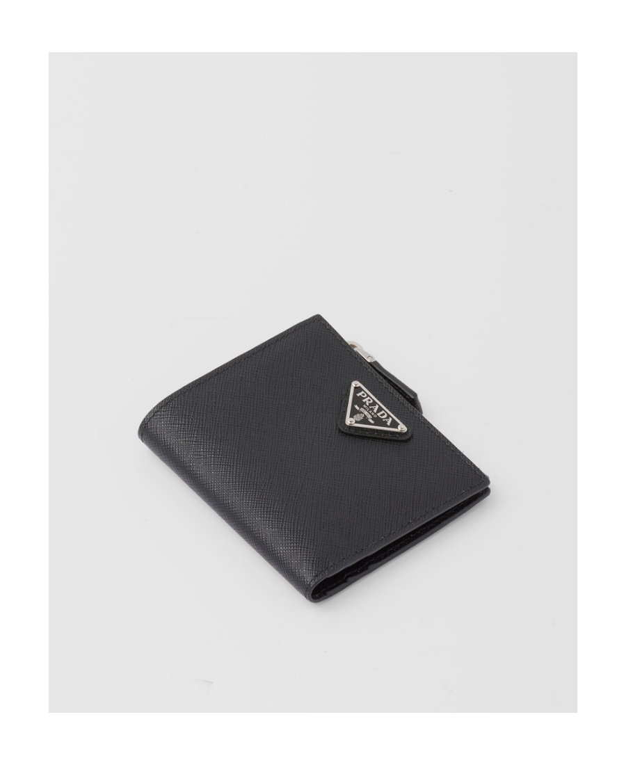 Prada Small Saffiano Leather Wallet In Black