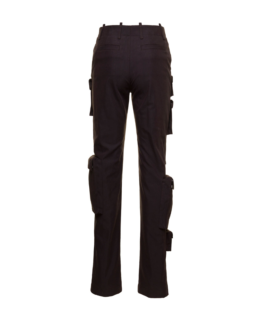 Off-white High Waist Straight Leg Cargo Pants In Black