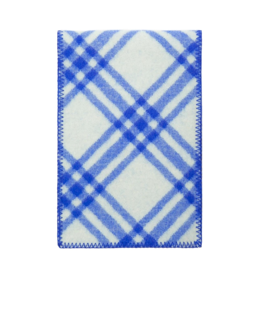 Burberry Check-print Wool Scarf In Blue
