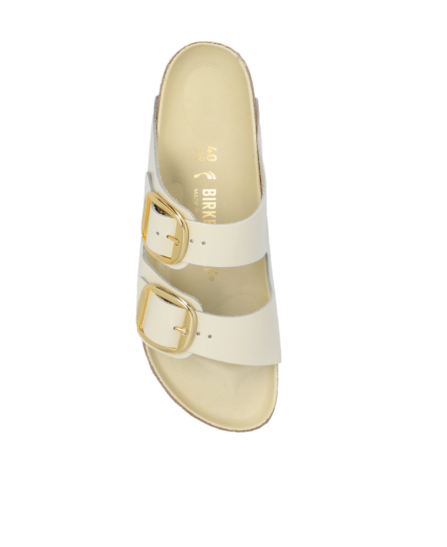 Birkenstock Arizona Big Buckle Leather Slides With Buckle In White