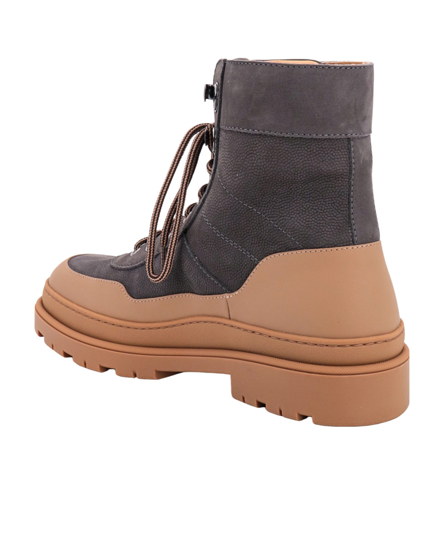 Brunello Cucinelli Lace-up Leather Boots In Black