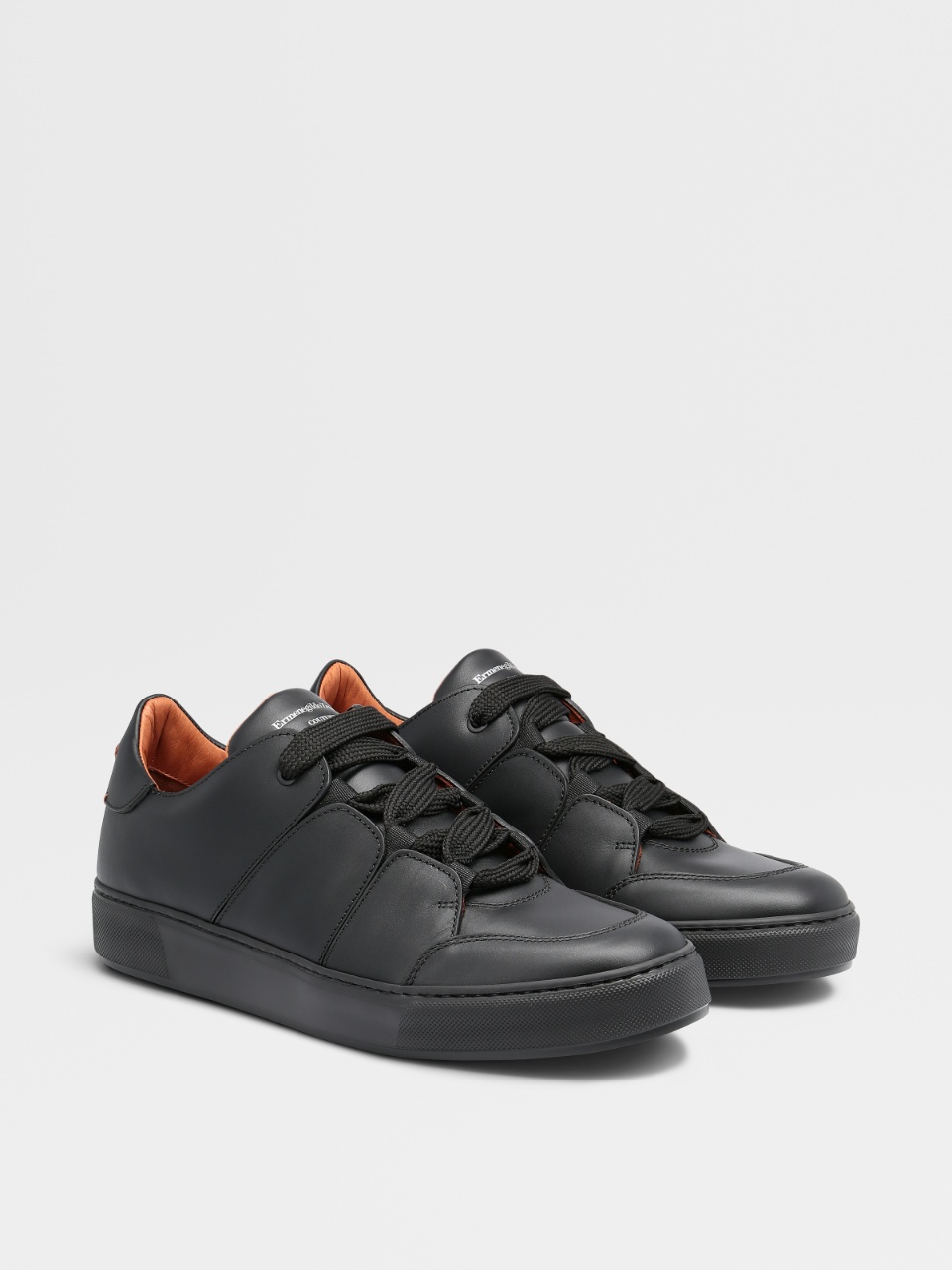 Zegna Stitched-panel Low-top Trainers In Black