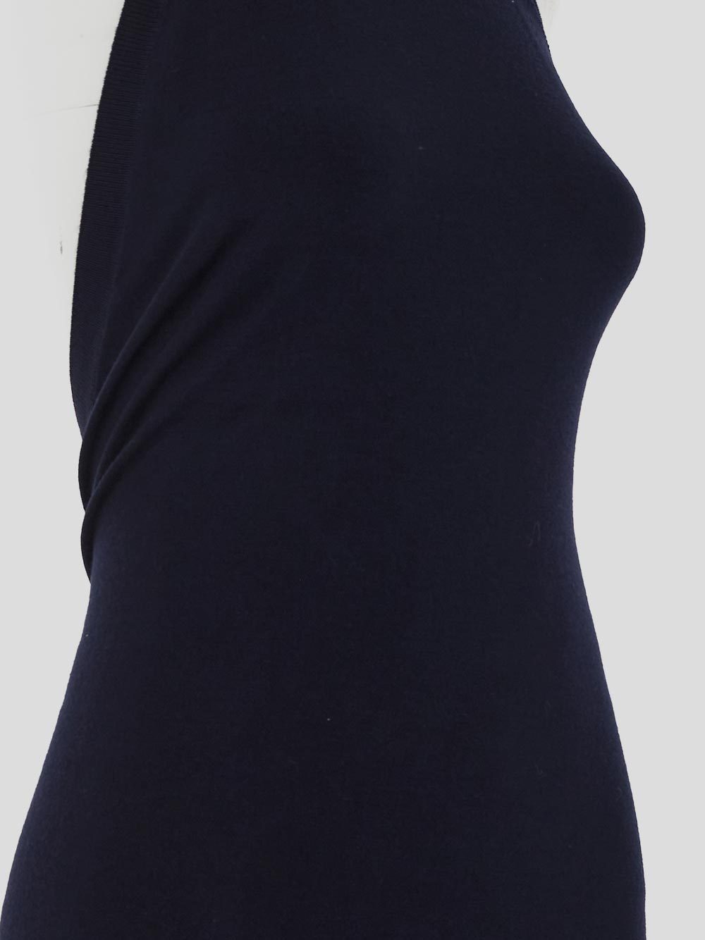 Fendi Funnel-neck Sleeveless Ribbed-knit Dress In Blue