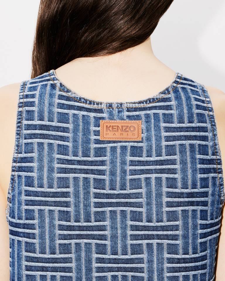 Kenzo Denim Weave Dress In Blue