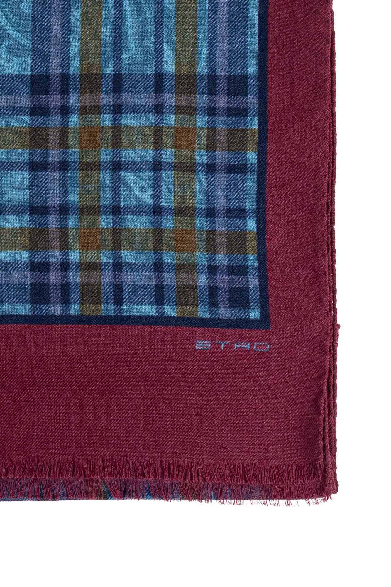 Etro Wool And Silk Scarf With Print In Blue