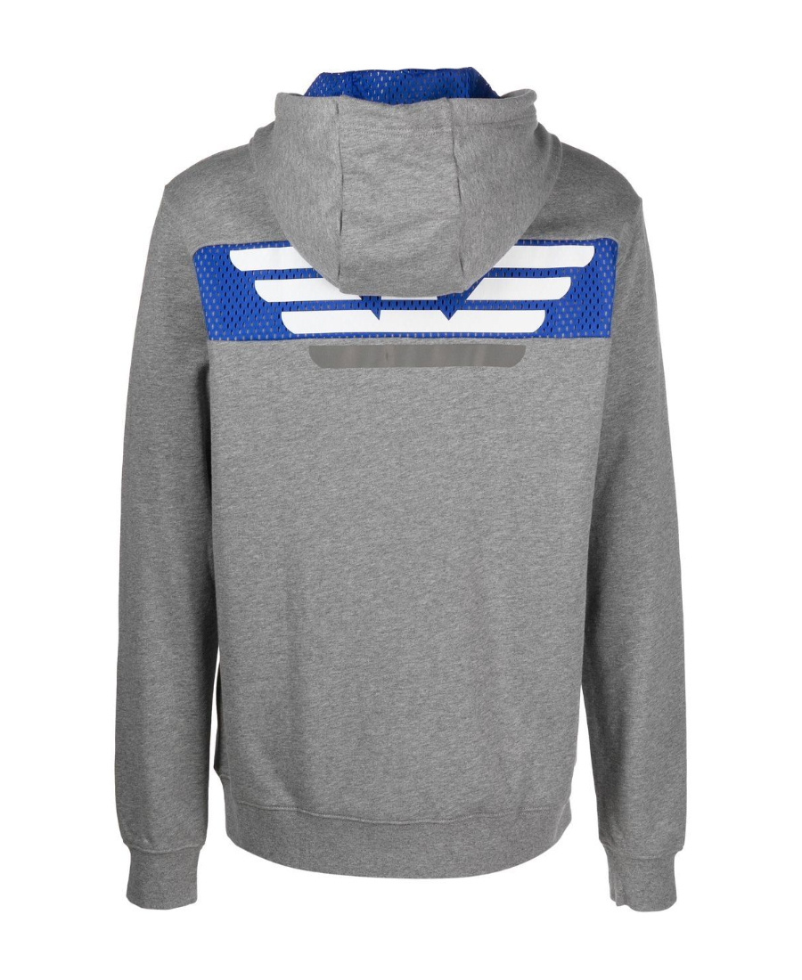Ea7 Logo-print Cotton Hoodie In Gray