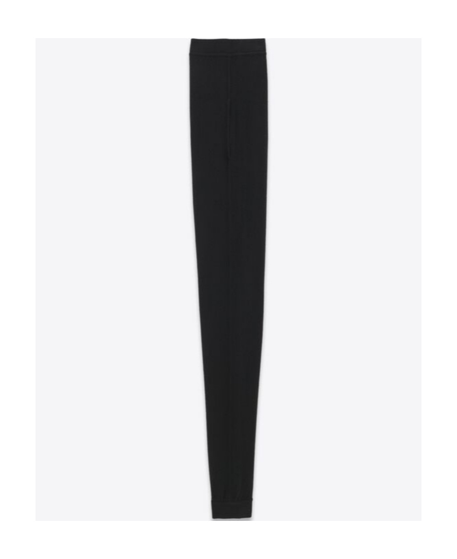 Saint Laurent Black High-waisted Leggings With Pockets In Cashmere Woman In Black