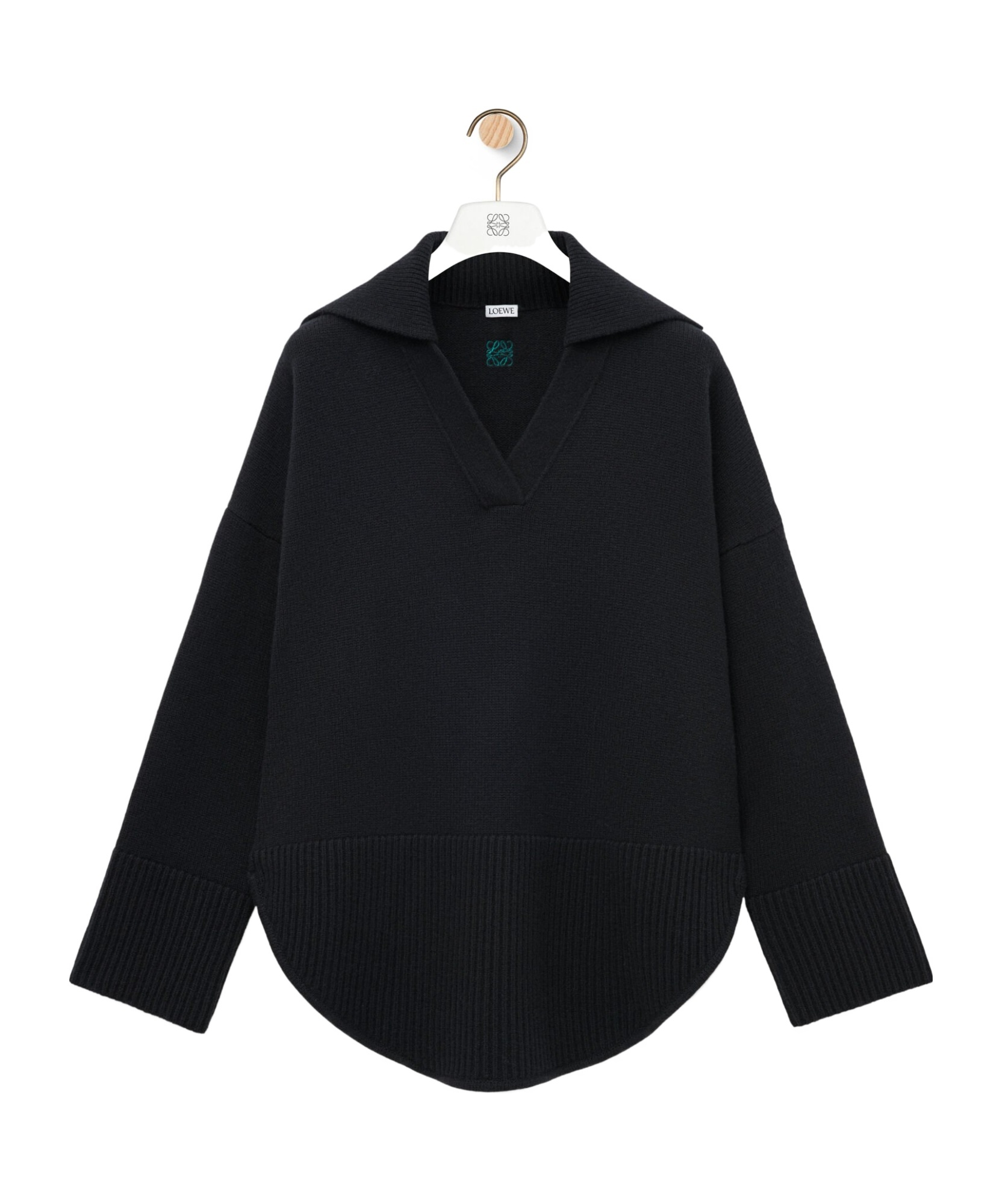 Loewe V-neck Long-sleeved Sweater In Black