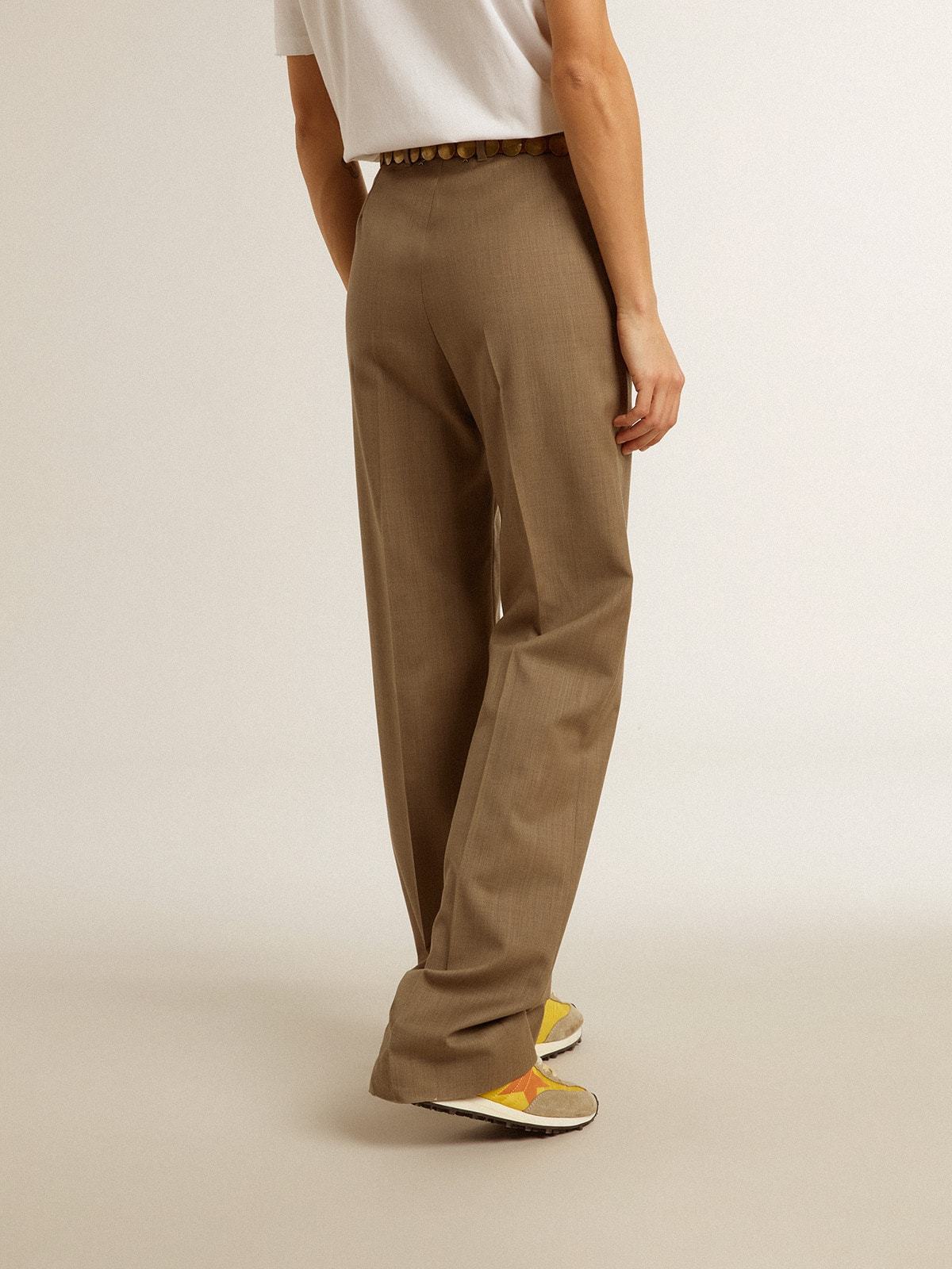 GOLDEN GOOSE WOMEN'S PANTS IN DOVE-GRAY TAILORED WOOL FABRIC